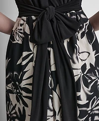 Dkny Women's Sleeveless V-Neck Fit and Flare Midi Dress