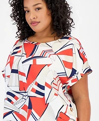 Jones New York Plus Satin Boat-Neck Top