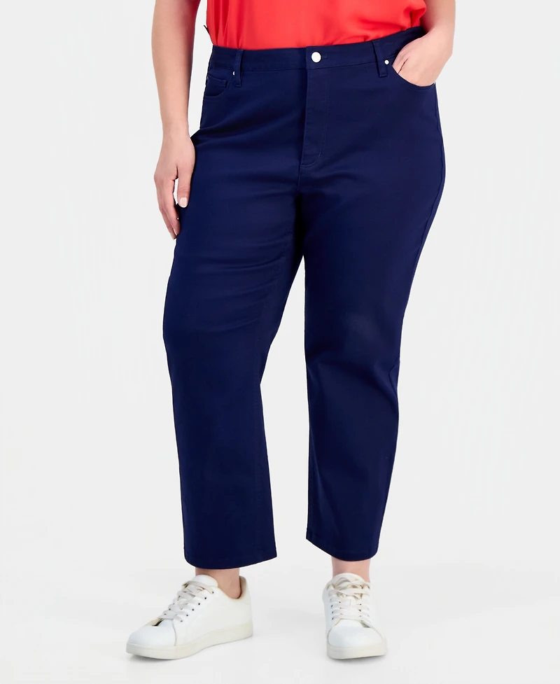 Jones New York Plus Lexington High Rise Crop Straight Leg Jeans