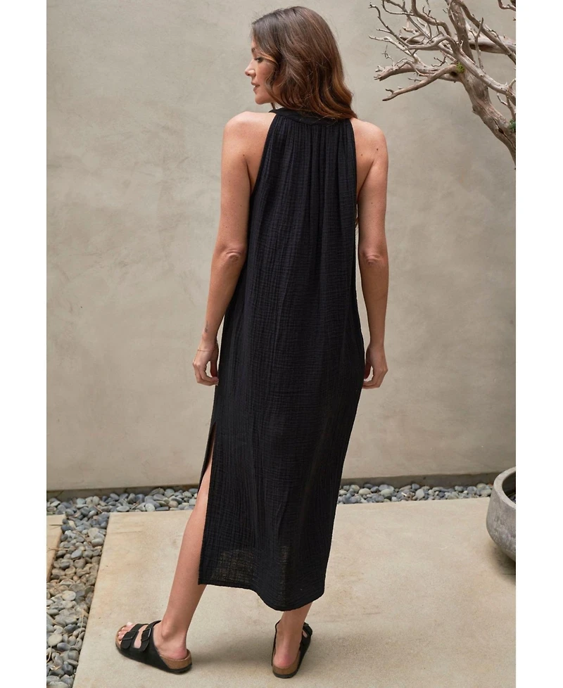 Ocean+Main Plus Sleeveless Gauze Midi Dress with Pockets