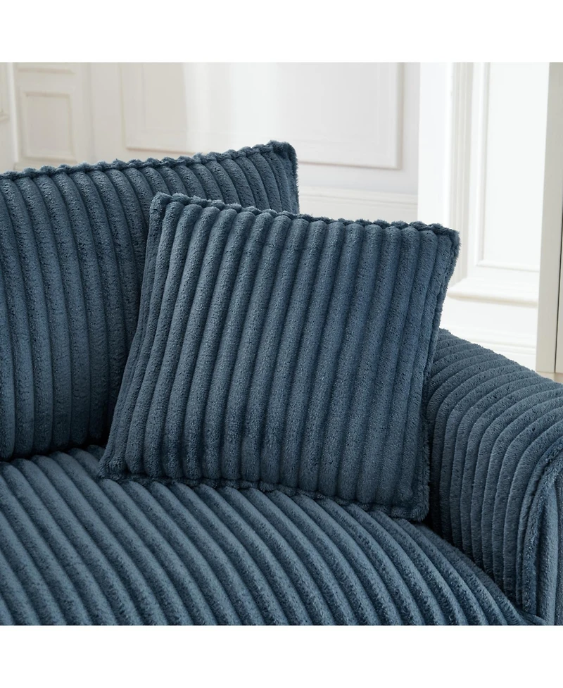 Streamdale Furniture Blue Corduroy Lazyman Sofa Chair