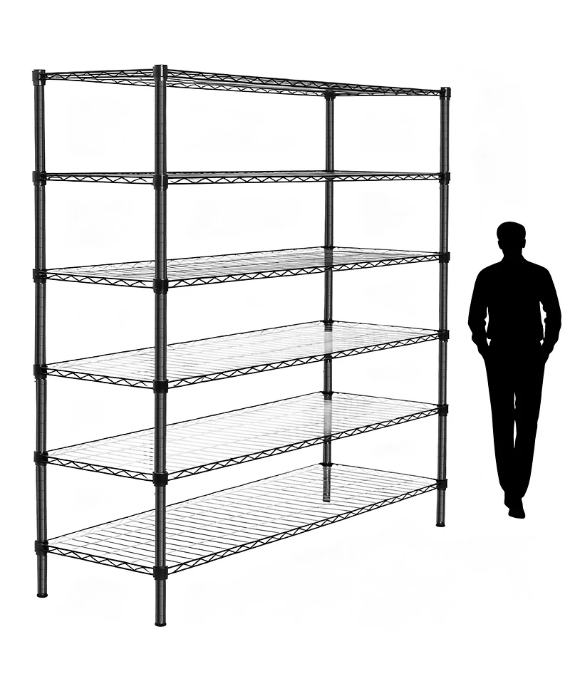 Rainsken 3 Tier Metal Shelving Unit Set of 2, Adjustable Storage Rack with Shelf Liners, Extendable to 6 Tier for Garage, Basement, 2100 lbs Capacity