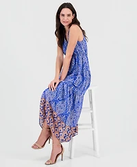 Robbie Bee Women's Sleeveless V-Neck Tiered Maxi Dress