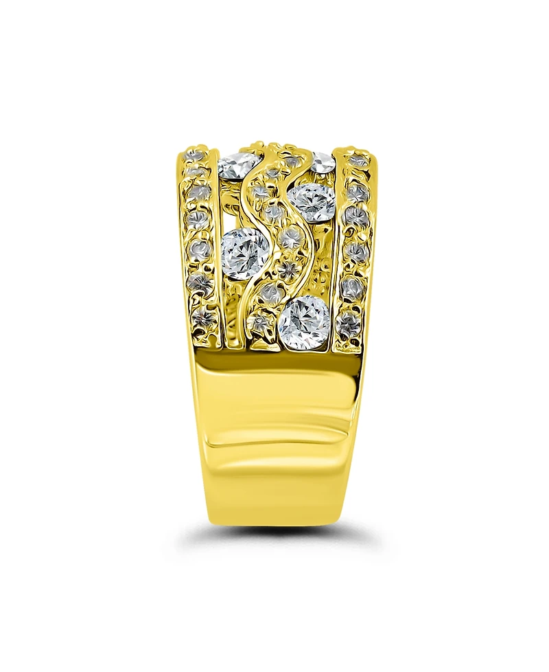 Macy's 1 3/8 Cttw 3mm Round Cut Pave Cubic Zirconia Stones 3 Row Band Ring