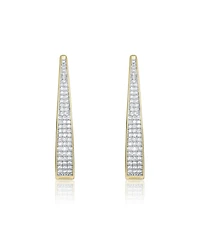 14K Gold Plated Cubic Zirconia Pave Oblong Oval Hoop Earrings