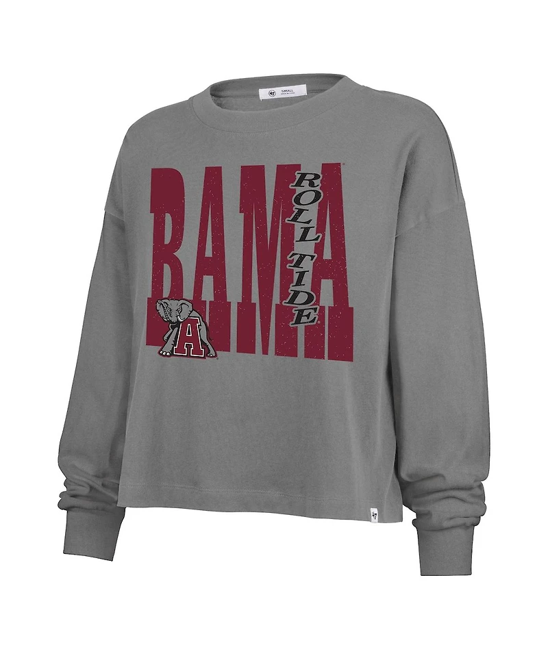 47 Brand Women's Gray Alabama Crimson Tide Stacked Sydney Long Sleeve T-Shirt