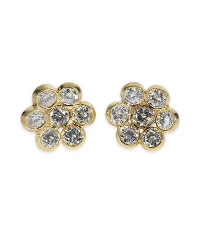 Pre-Owned Bvlgari Yellow Gold Diamond Vintage Flower Cluster Earrings