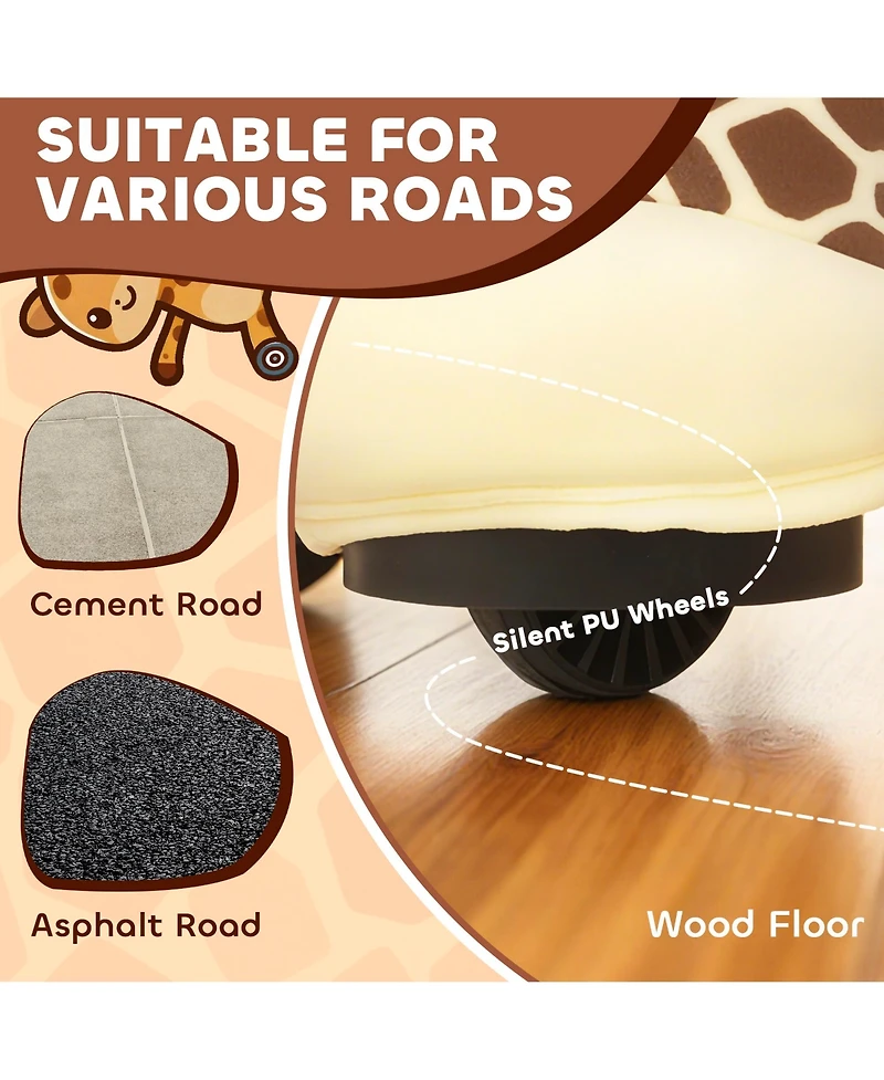 Qaba 6V Kids Ride On Horse, Electric Riding Animal Giraffe with Music