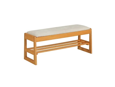 Slickblue Shoe Rack Bench with Flip-Top Storage Rubberwood Entryway Seat