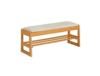 Slickblue Shoe Rack Bench with Flip-Top Storage Rubberwood Entryway Seat