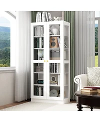 Homsee 6-Shelf Standard Bookcase Bookshelf with 2-Glass Door