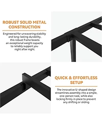 gaomon Queen Size Platform Bed Frame, Metal with Unique Fist Design Headboard, Under Bed Storage, No Box Spring Required, Easy Assembly Noise Free