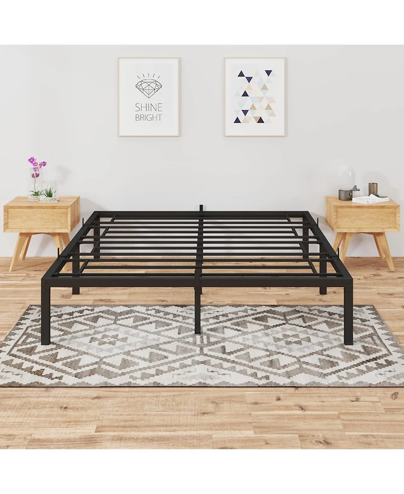 gaomon Queen 14 Inch Metal Platform Bed Frame Heavy Duty Slats With Storage No Box Spring Needed Simple Assembly