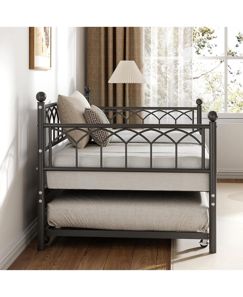 gaomon Twin Daybed Sofa Bed Frame with Metal Steel Slat Support, Heavy Duty, Space Saving, Easy Assembly
