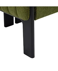 Streamdale Furniture Dining Chairs Set of 4, Modern Olive Boucle Fabric, Rubber Wood Frame