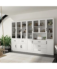 Homsee Large 19-Shelf Wood Standard Bookcase With Adjustable Shelves,5 Drawers