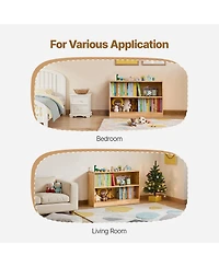 Rainsken Wooden Toy Storage Organizer, 2-Tier Kids Display Storage Bookshelf for Living Room, Entryway, Preschool, Nursery