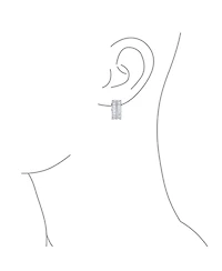 Bling Jewelry Art Deco Style Fancy Cz Cubic Zirconia Half Hoop Baguette Earrings Clip On Plated