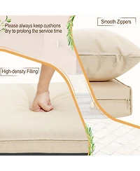 3PCS Patio Pe Wicker Conversation Set Acacia Wood Frame