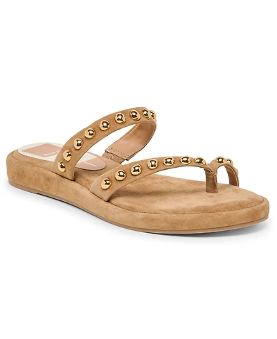 Dolce Vita Women's Amary Strappy Studded Toe Thong Flat Sandals