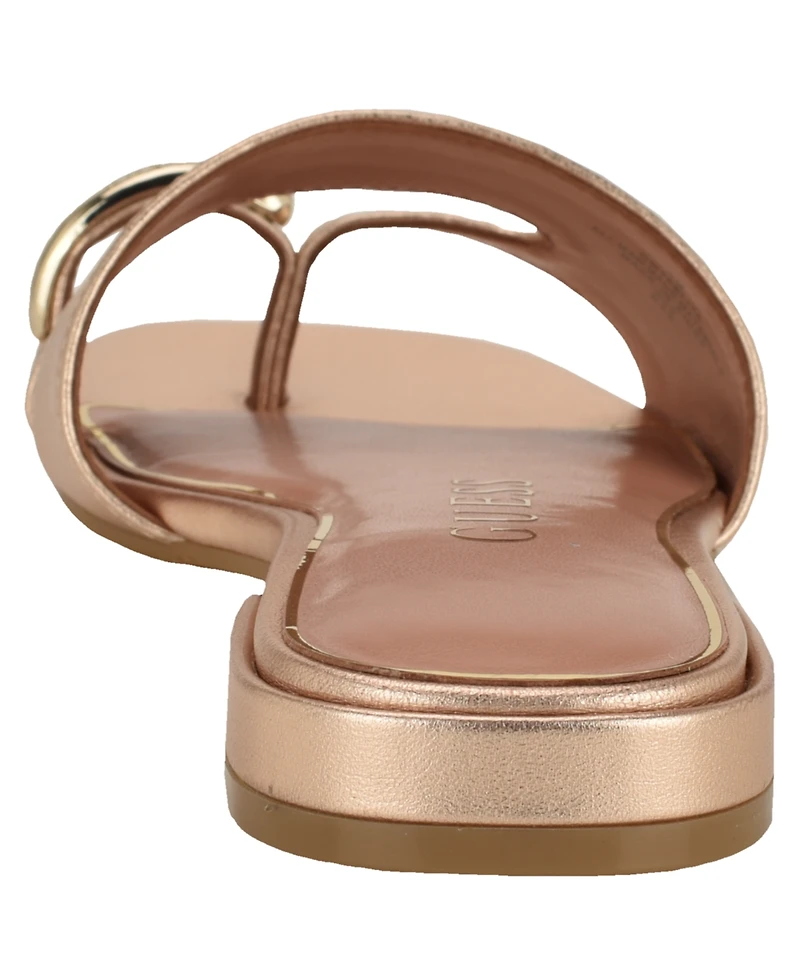 Guess Women's Tablita Embellished Toe Flat Slip-On Sandal