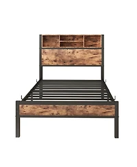 Streamdale Furniture Twin Platform Bed with Storage Headboard and Charging Station