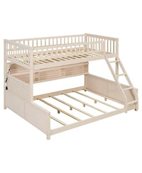 Streamdale Furniture Twin Xl over Bunk Bed with Shelving, Lights & Pegboard