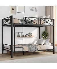 gaomon Metal Twin Over Twin Bunk Bed Modern Heavy Duty Guardrails Space Saving Steel Frame School Bedroom