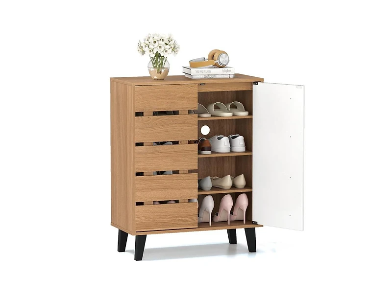 Slickblue 4-Tier Farmhouse Shoe Cabinet with Louvered Doors