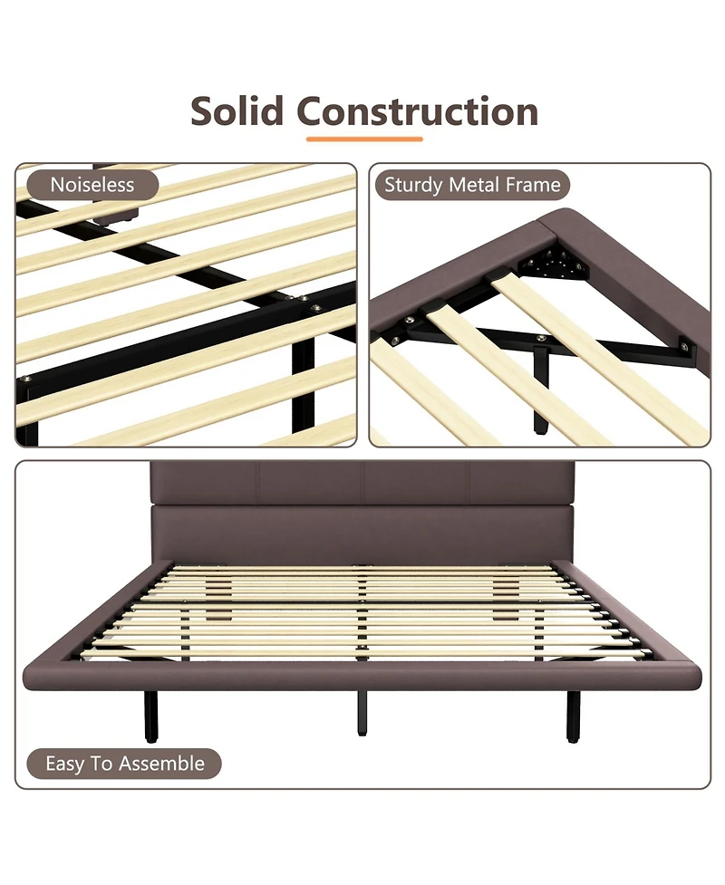 Streamdale Furniture Led Floating Bed Frame Full