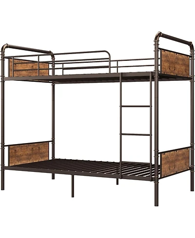 gaomon Twin Metal Bunk Bed Twin Over Twin Heavy Duty Guardrail Ladders Convertible Beds Kids Adults No Box Spring