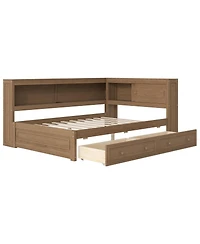 Streamdale Furniture Full Size Wood Daybed with Storage, Usb, Led, and 2 Drawers