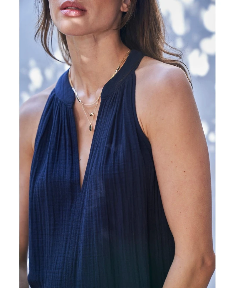 Ocean+Main Women's Sleeveless Gauze Midi Dress with Pockets