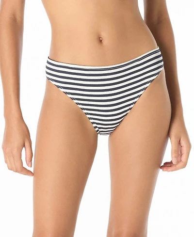Michael Kors Women's Pull-On Striped High-Leg Bikini Bottoms