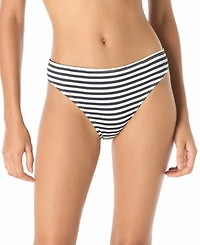 Michael Kors Women's Pull-On Striped High-Leg Bikini Bottoms