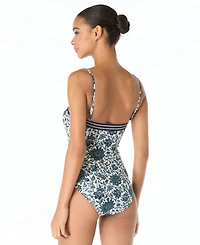 Michael Kors Women's Bandeau Neck Printed One-Piece Swimsuit