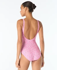 Michael Kors Women's Lace Front Printed One-Piece Swimsuit