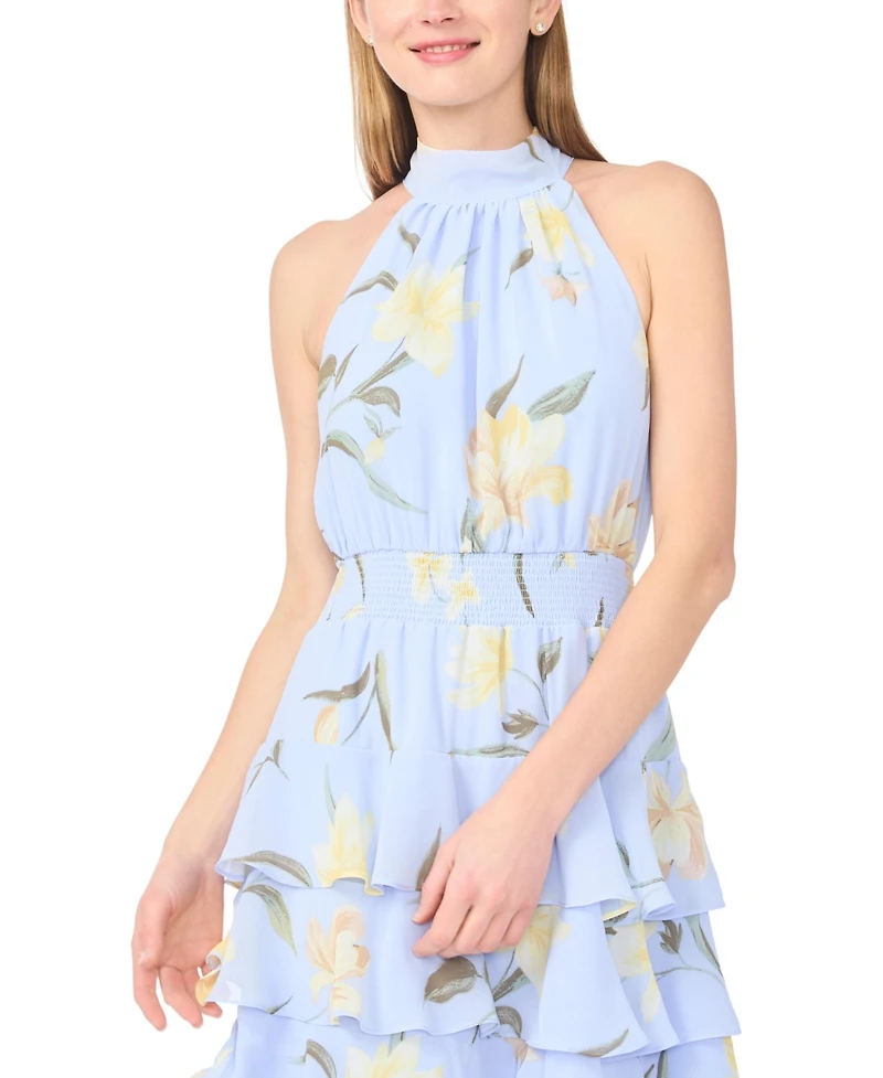 1.state Women's Collared Neck Tiered Maxi Dress