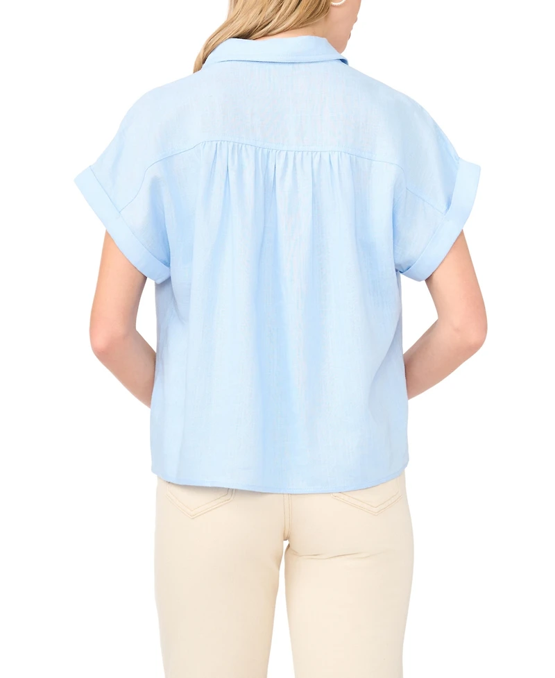 1.state Women's Collared Neck Short-Sleeve Blouse
