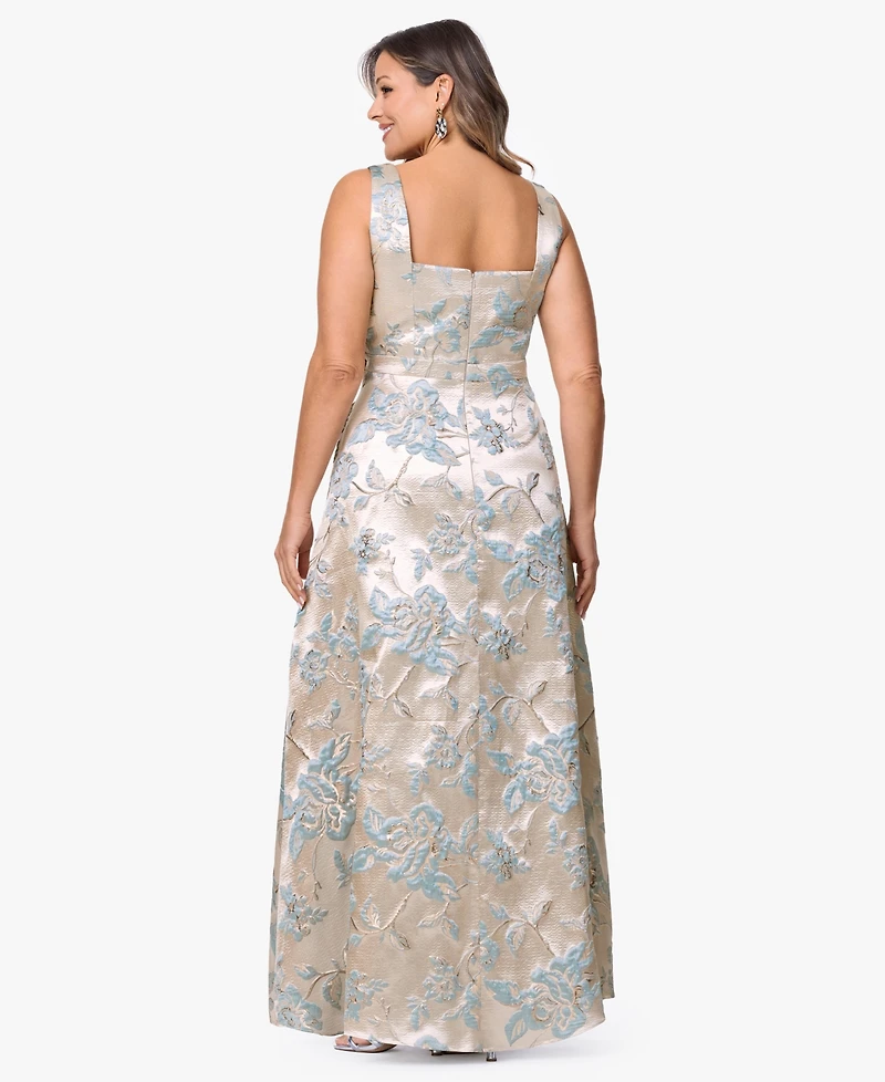 Xscape Plus Sleeveless Square Neck Long Dress