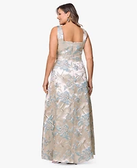 Xscape Plus Sleeveless Square Neck Long Dress