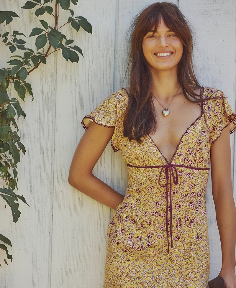 Free People Women's Backroads Floral Print V-Neck Mini Dress