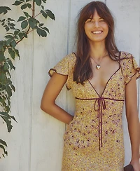 Free People Women's Backroads Floral Print V-Neck Mini Dress
