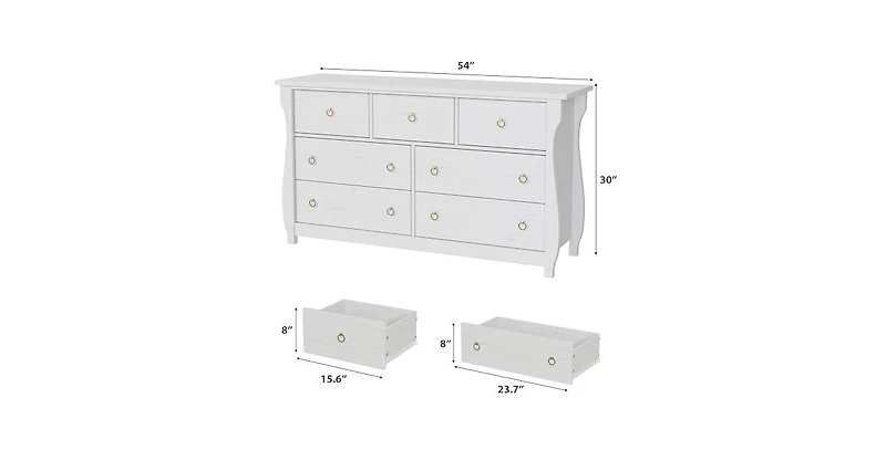 gaomon Dresser for Bedroom, Modern Wood 7 Drawer Dresser with Ring Pull Handles