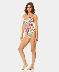 CeCe Women's V-Neck One-Piece Swimsuit