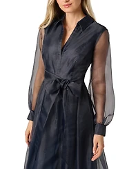 Adrianna Papell Women's Long-Sleeve V-Neck Shirt Dress