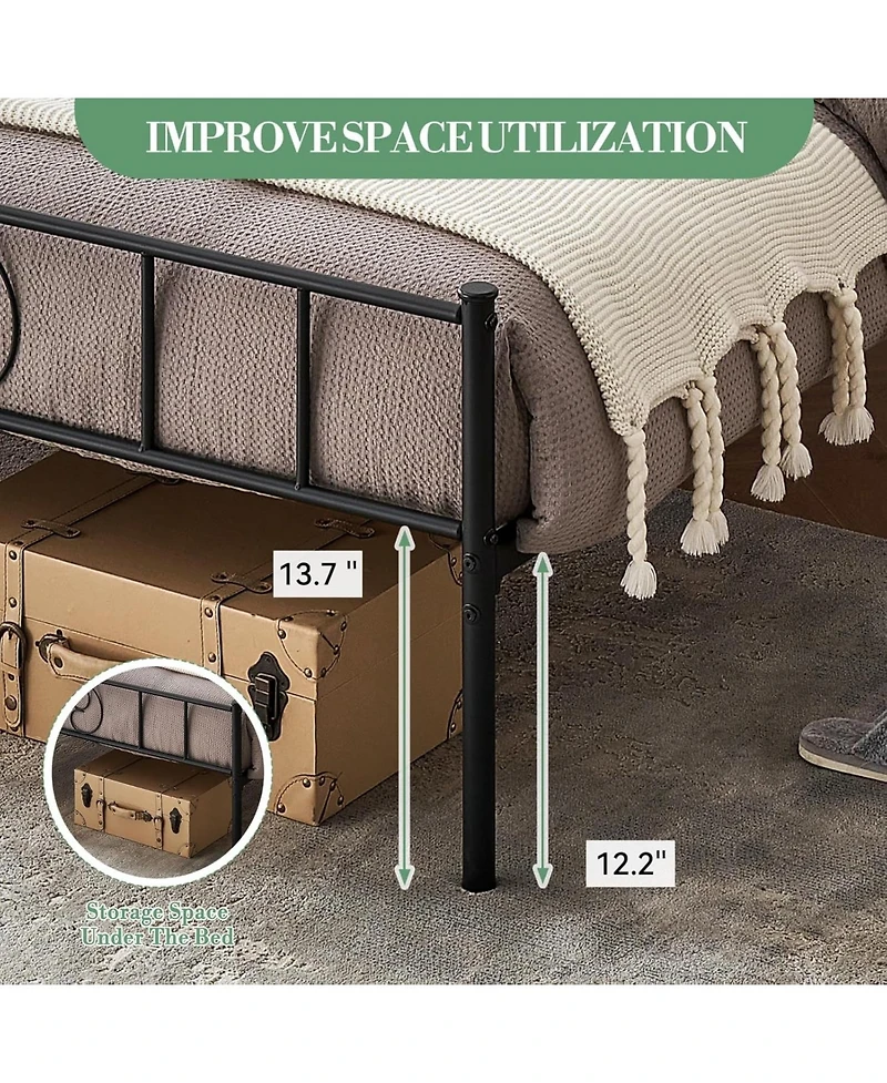 gaomon King Metal Platform Bed Frame With Headboard and Footboard Storage No Box Spring Mattress Support Simple Assembly