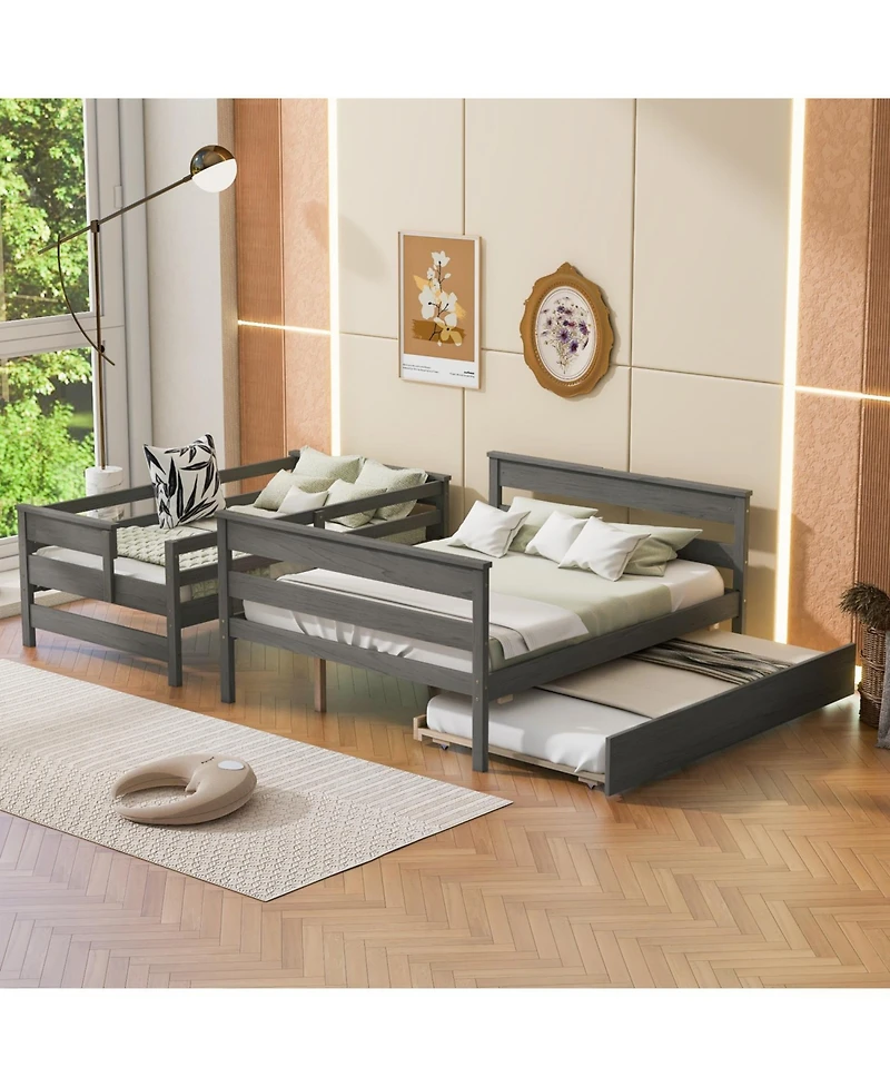 Streamdale Furniture Wood Twin over Full Bunk Bed with Twin Size Trundle