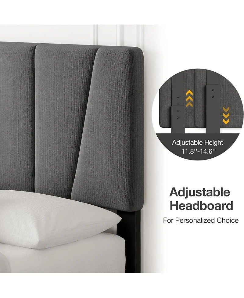 gaomon Bed Frame with 4 Storage Drawers and Headboard, Upholstered Platform Bed Frame with Wooden Slats Support, No Box Spring Needed