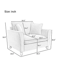 Streamdale Furniture Chenille Oversized Armchair, Comfy Chair and a Half Single Sofa with Pillow